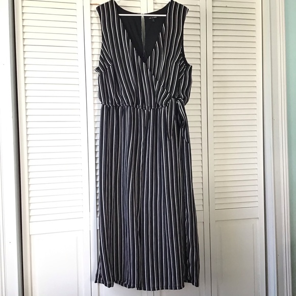 As U Wish Pants - As U Wish Black and White Pinstripe Romper